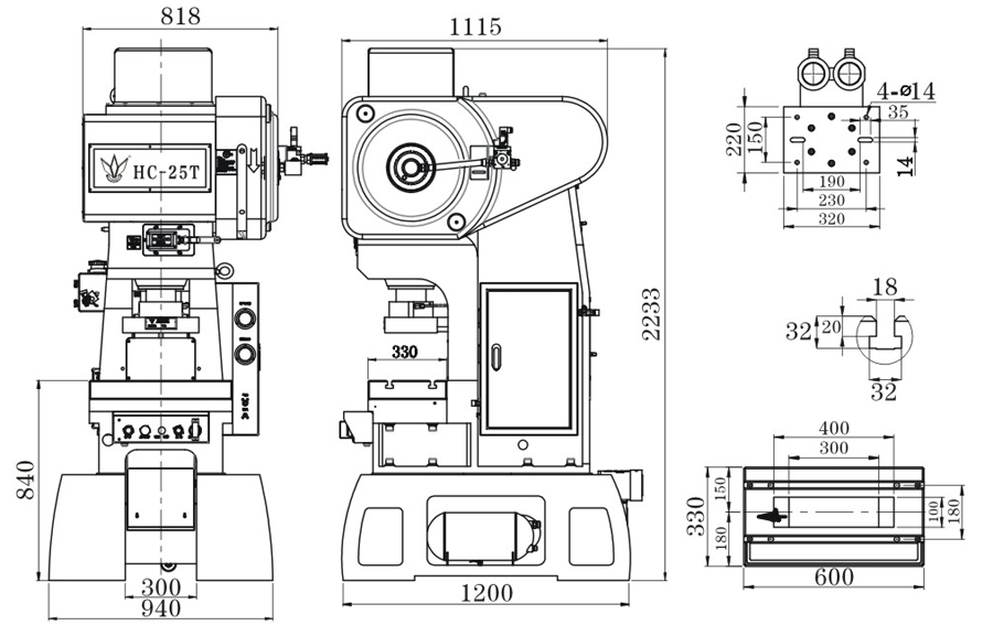 25噸精密高速沖床結構圖